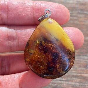 Vintage yellow translucent amber pendant